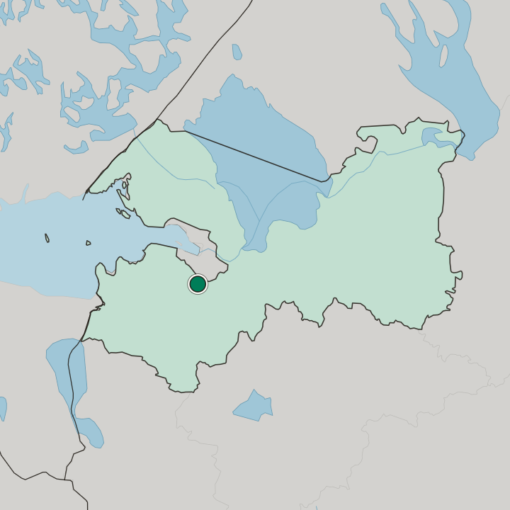 Map showing Gatchina — In Leningrad Oblast