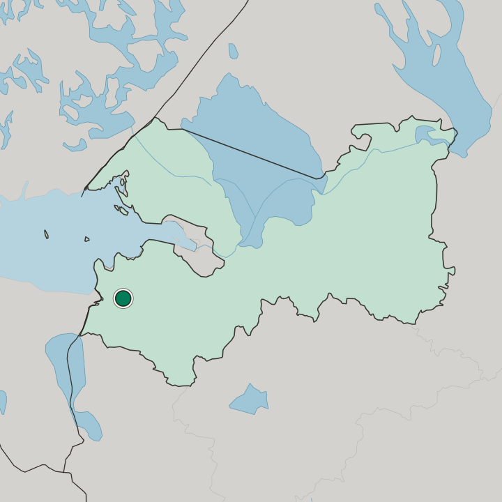 Map showing Kingisepp — In Leningrad Oblast