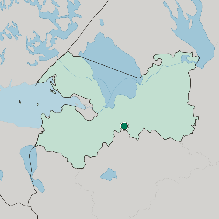 Map showing Kirishi — In Leningrad Oblast