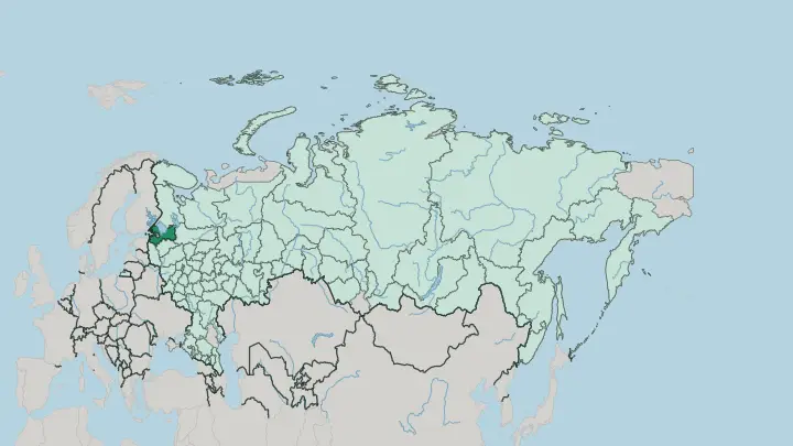 Map of Leningrad Oblast in Russia