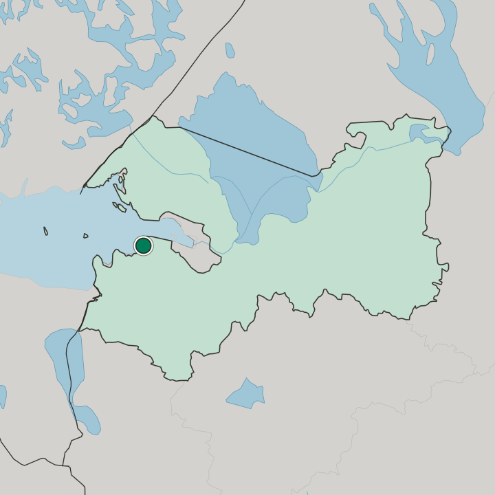 Map showing Sosnovyy Bor — In Leningrad Oblast