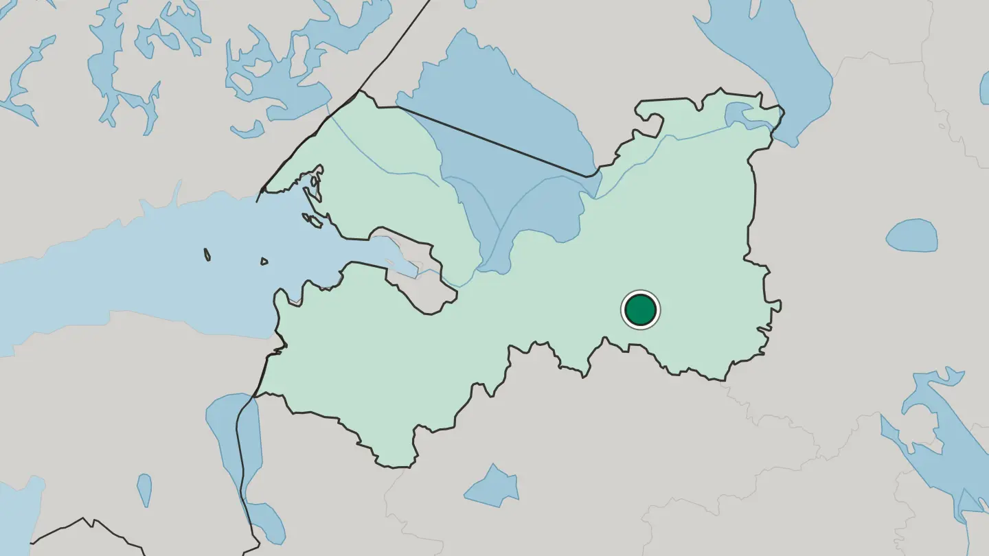 Map of Tikhvin in Russia