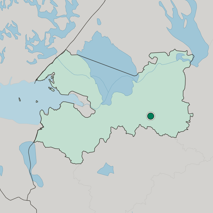 Map showing Tikhvin — In Leningrad Oblast