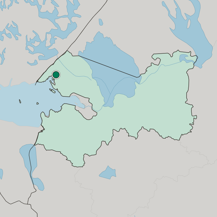 Map showing Vyborg — In Leningrad Oblast