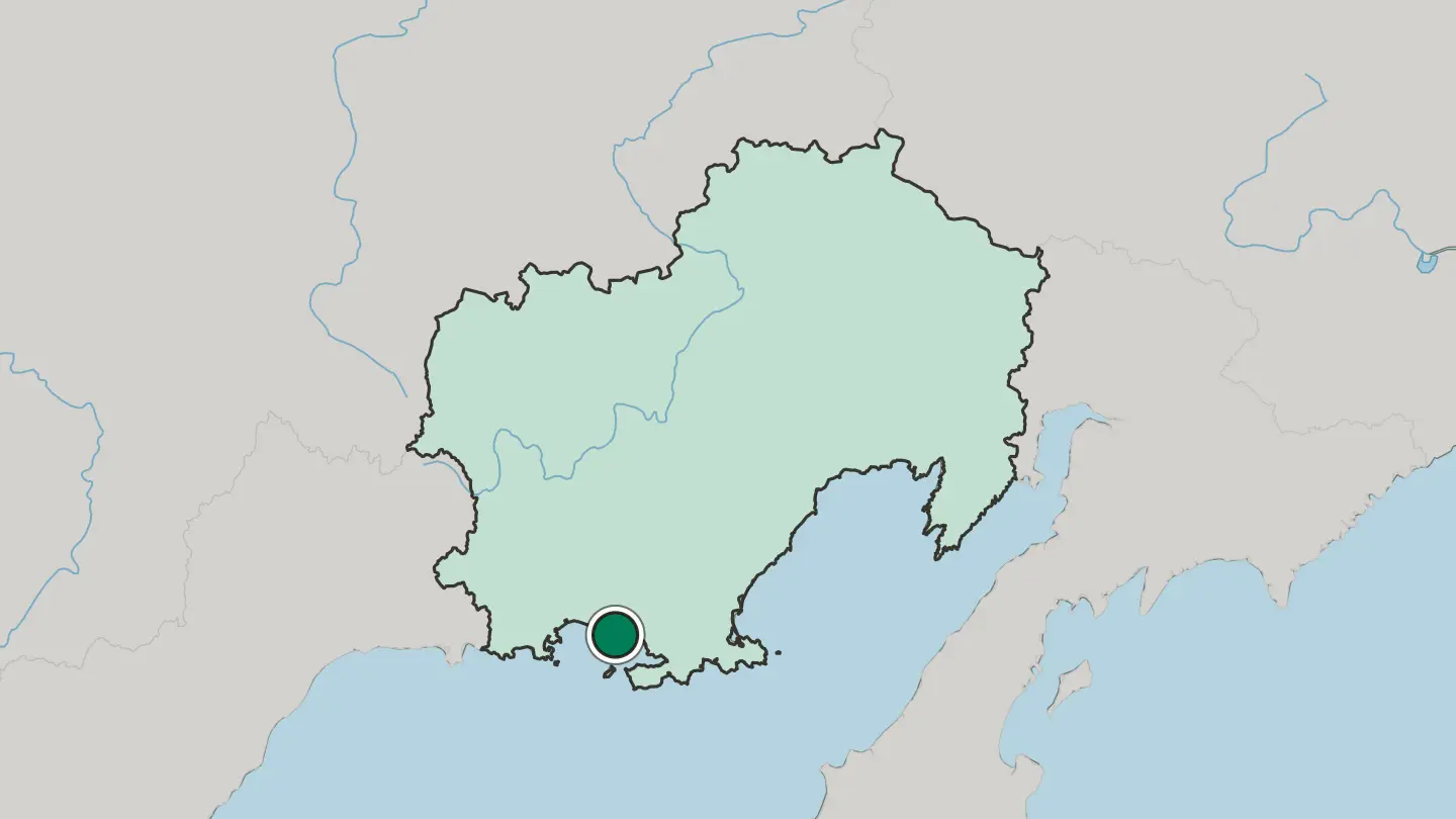 Map of Magadan in Russia
