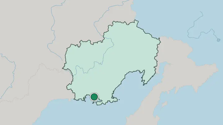 Map of Magadan in Russia