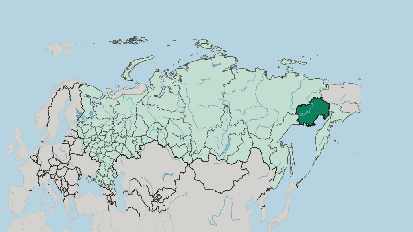 Map of Magadan Oblast in Russia