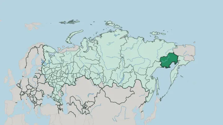 Map of Magadan Oblast in Russia