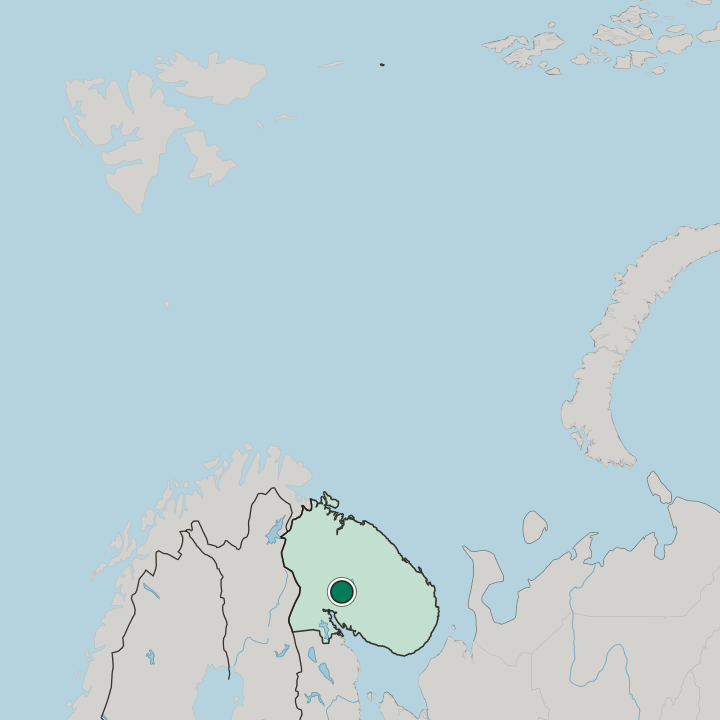 Map showing Apatity — In Murmansk Oblast