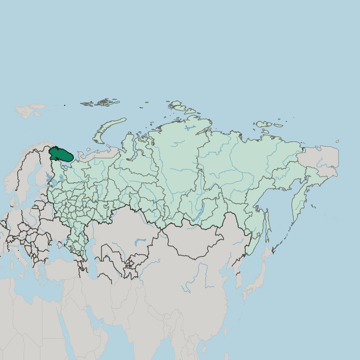 Map showing Murmansk Oblast — In Russia