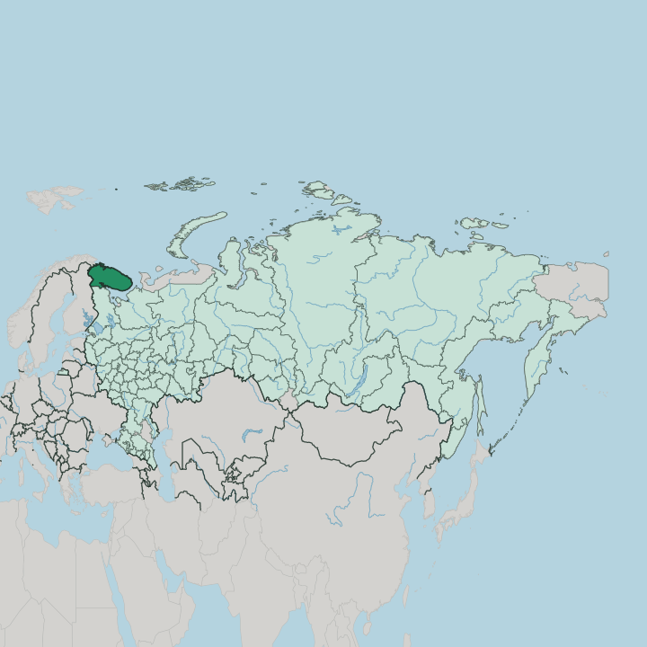 Map showing Murmansk Oblast — In Russia