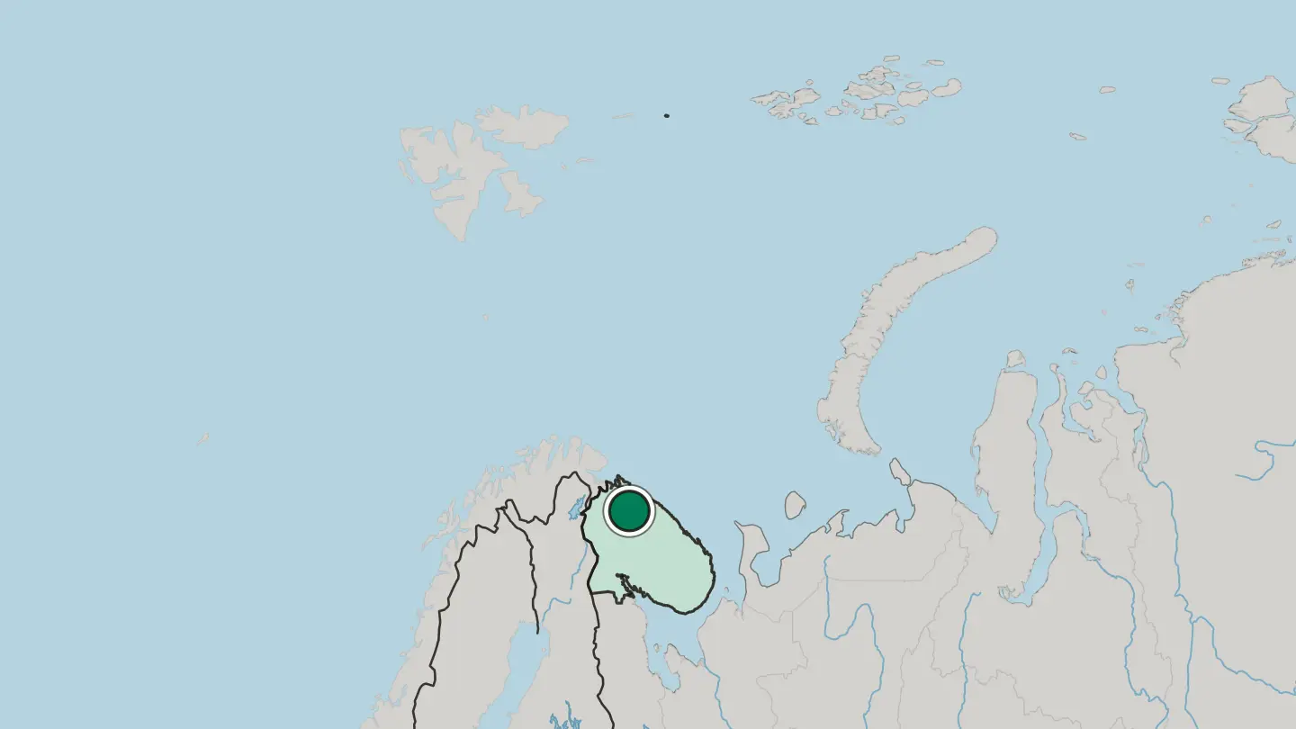 Map of Murmansk in Russia