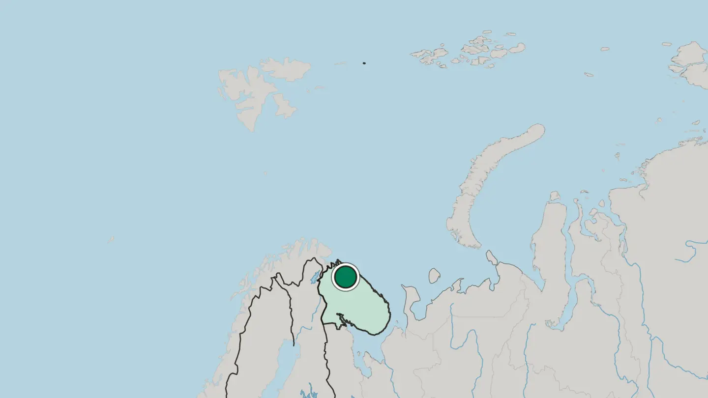 Map of Severomorsk in Russia