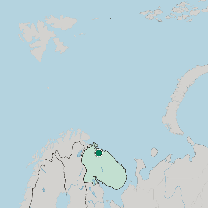 Map showing Severomorsk — In Murmansk Oblast