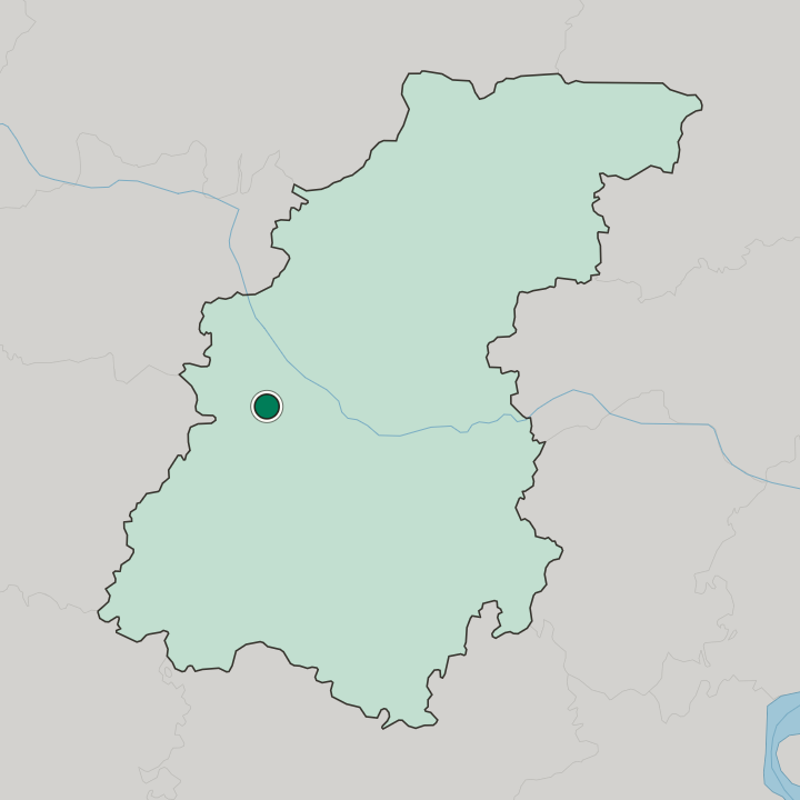 Map showing Dzerzhinsk — In Nizhny Novgorod Oblast