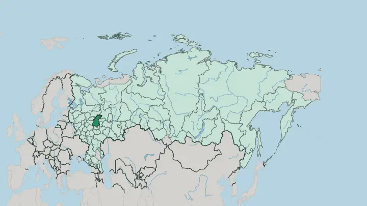 Map of Nizhny Novgorod Oblast in Russia