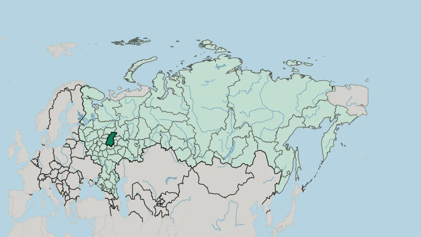 Map of Nizhny Novgorod Oblast in Russia