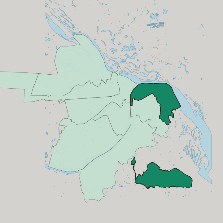 Map showing Nizhegorodsky City District, Nizhny Novgorod — In Nizhniy Novgorod