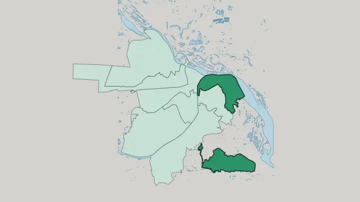 Map of Nizhegorodsky City District, Nizhny Novgorod in Nizhniy Novgorod