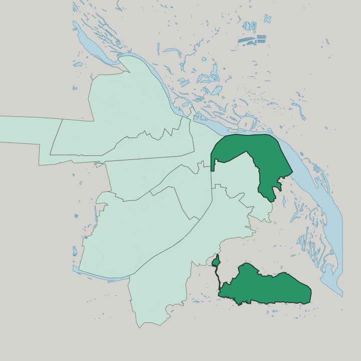 Map showing Nizhegorodsky City District, Nizhny Novgorod — In Nizhniy Novgorod