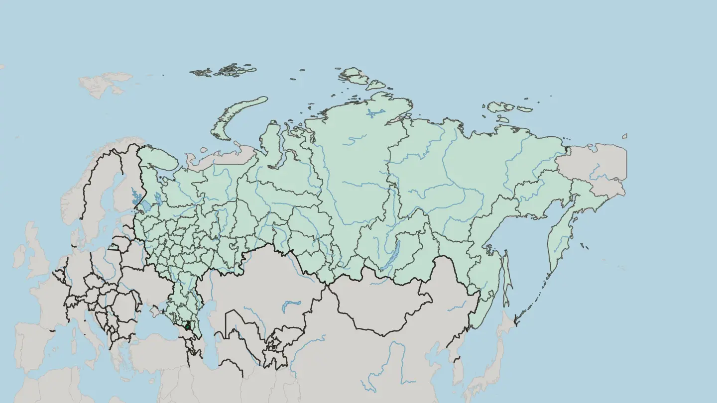 Map of North Ossetia-Alania in Russia