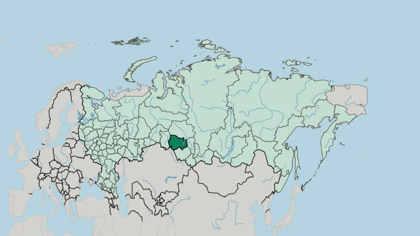 Map of Novosibirsk Oblast in Russia