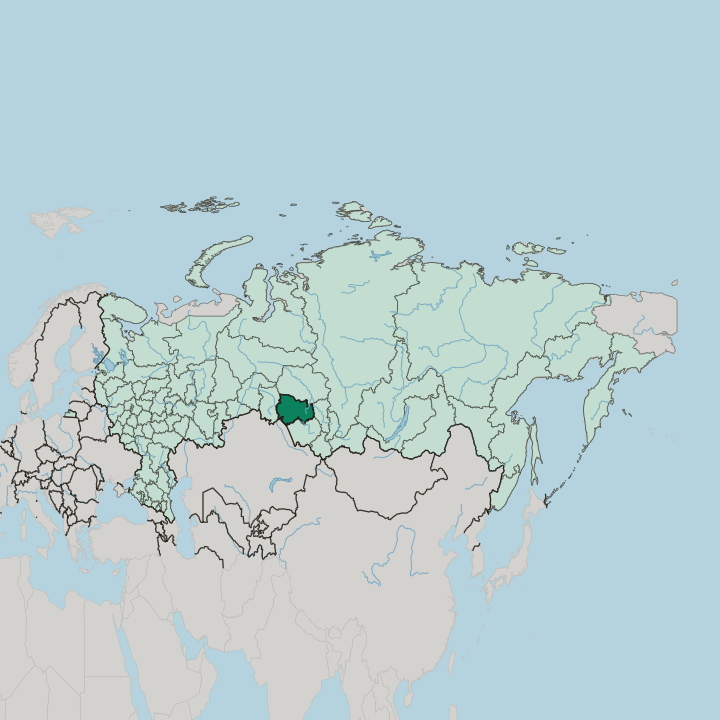 Map showing Novosibirsk Oblast — In Russia