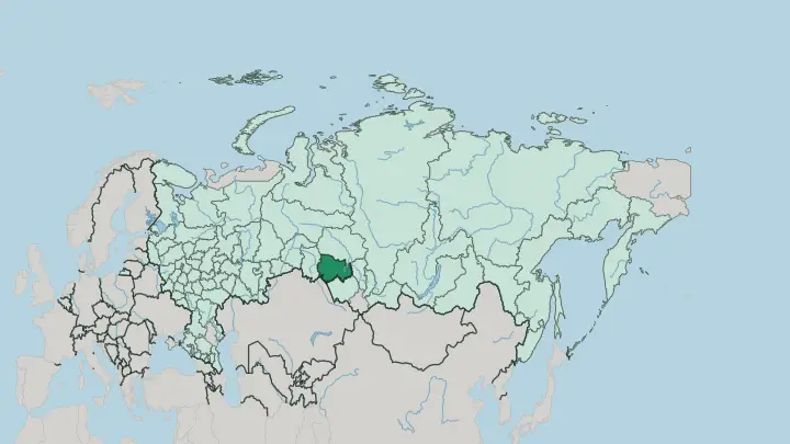 Map of Novosibirsk Oblast in Russia