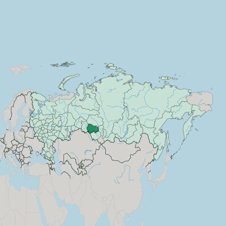 Map showing Novosibirsk Oblast — In Russia