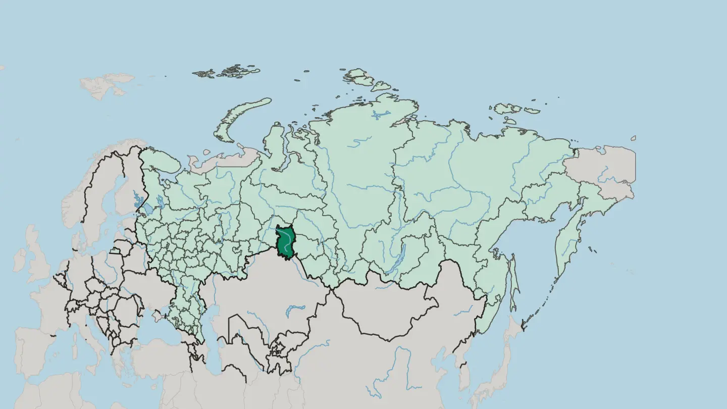 Map of Omsk Oblast in Russia