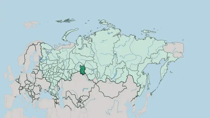 Map of Omsk Oblast in Russia