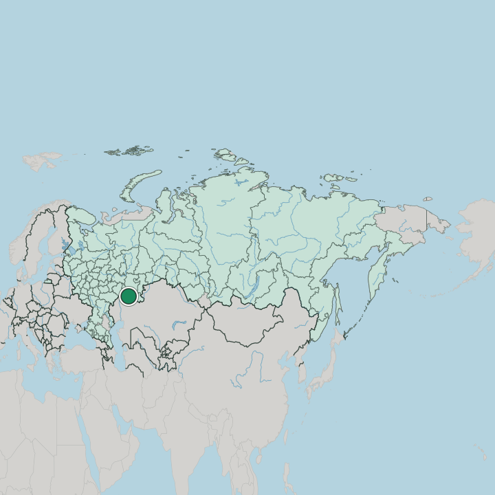 Map showing Orenburg — In Russia