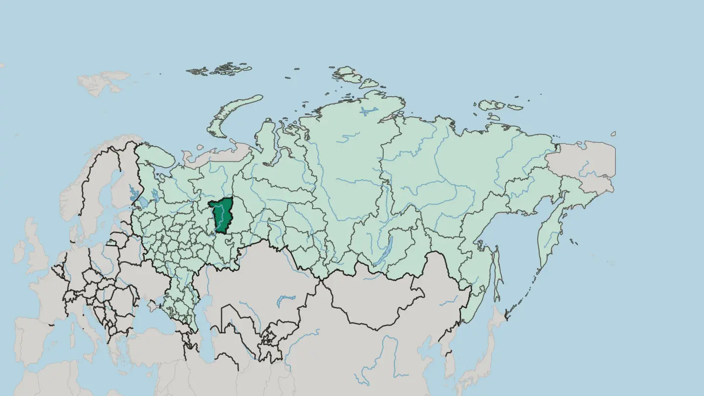 Map of Perm Krai in Russia
