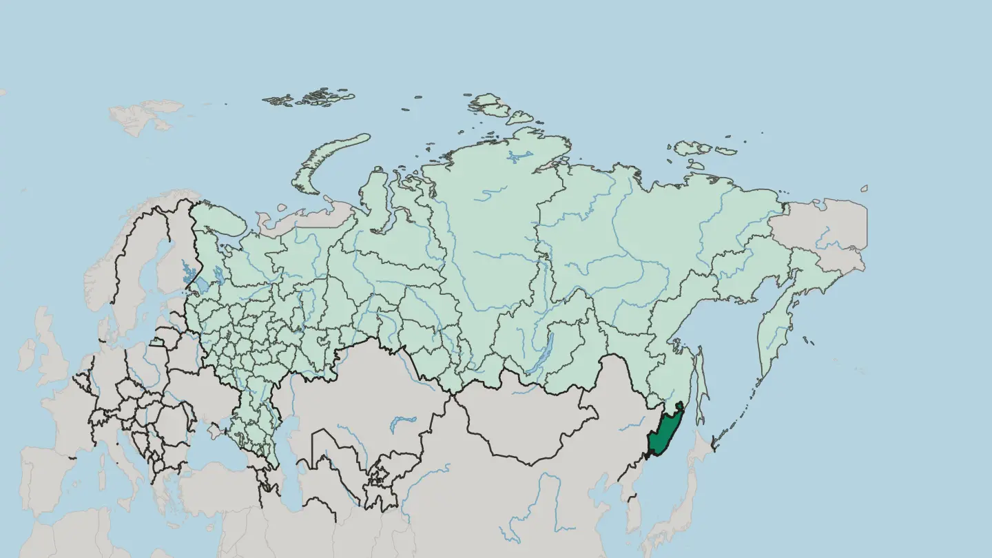 Map of Primorskiy Kray in Russia