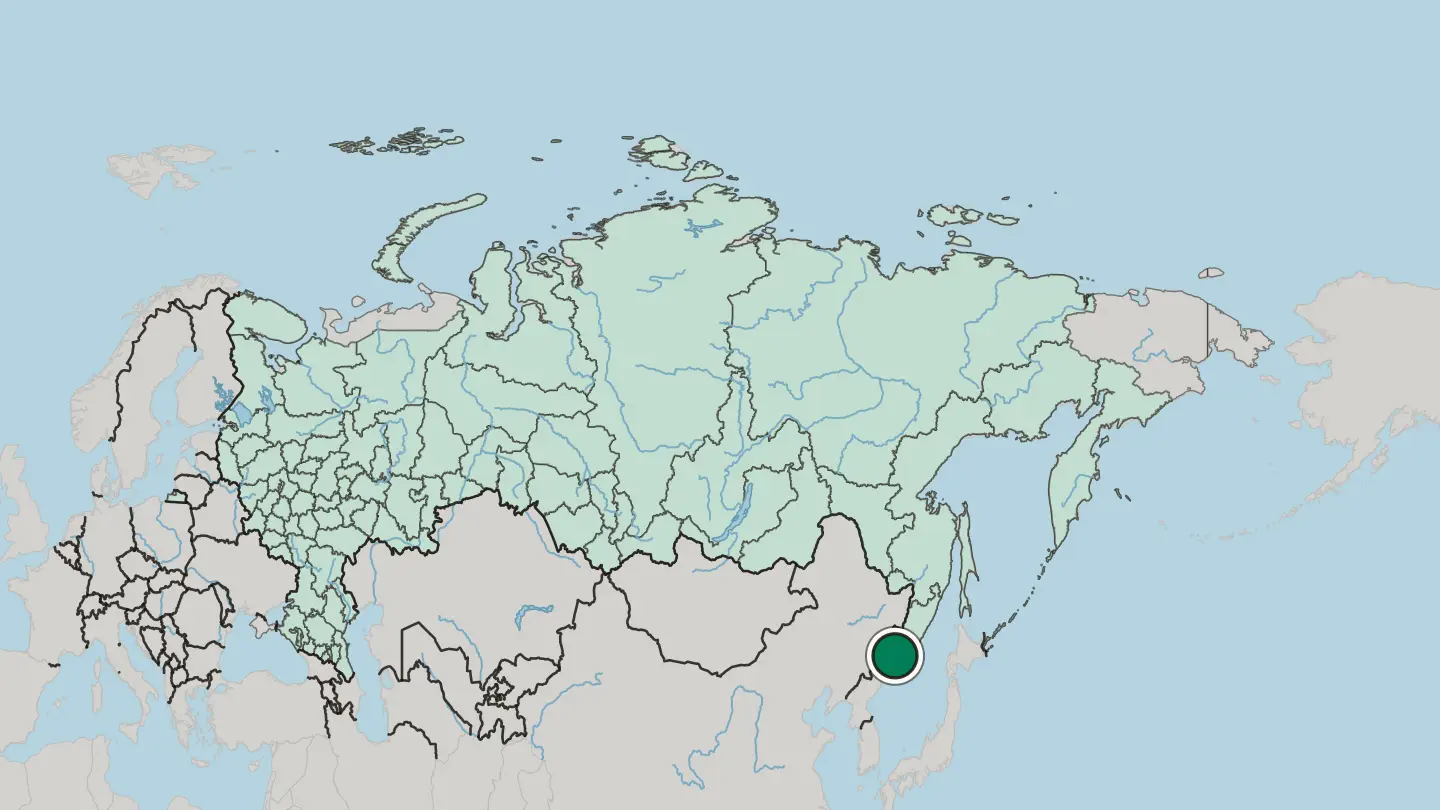 Map of Vladivostok in Russia