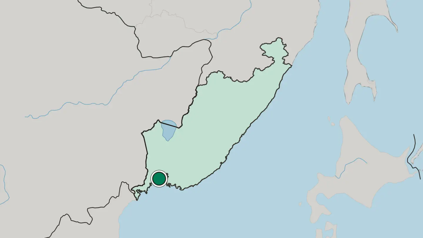Map of Vladivostok in Russia