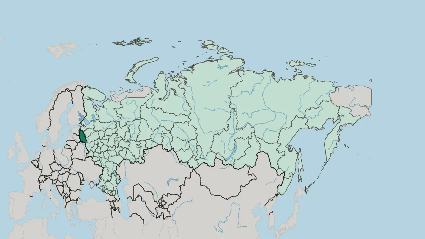 Map of Pskov Oblast in Russia