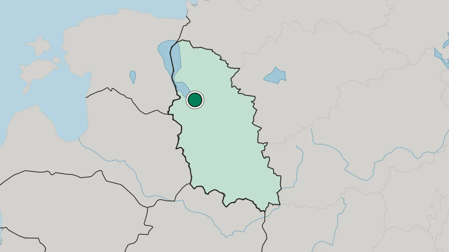 Map of Pskov in Russia