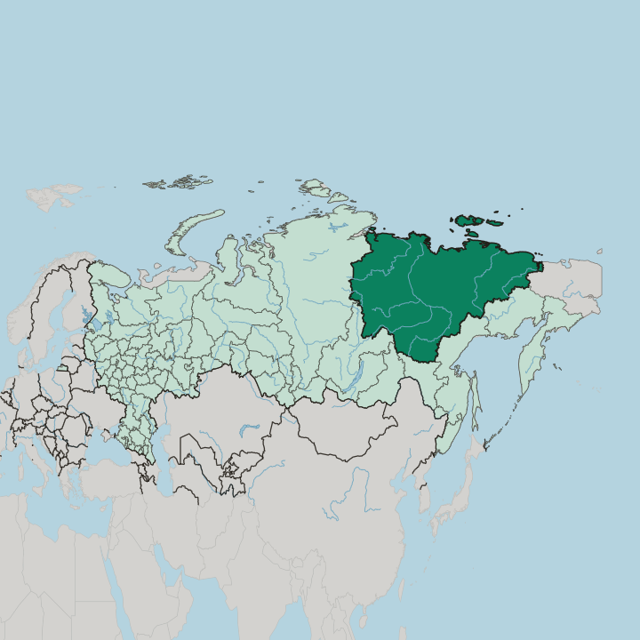 Map showing Republic of Sakha (Yakutia) — In Russia