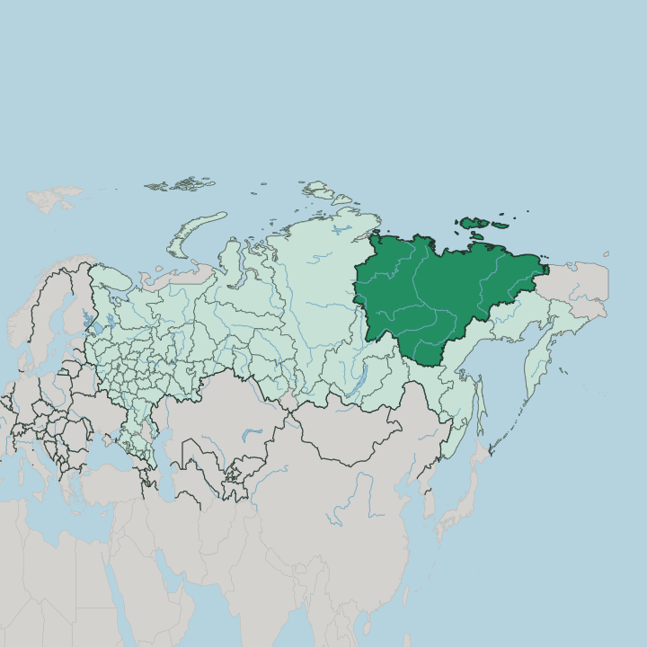 Map showing Republic of Sakha (Yakutia) — In Russia