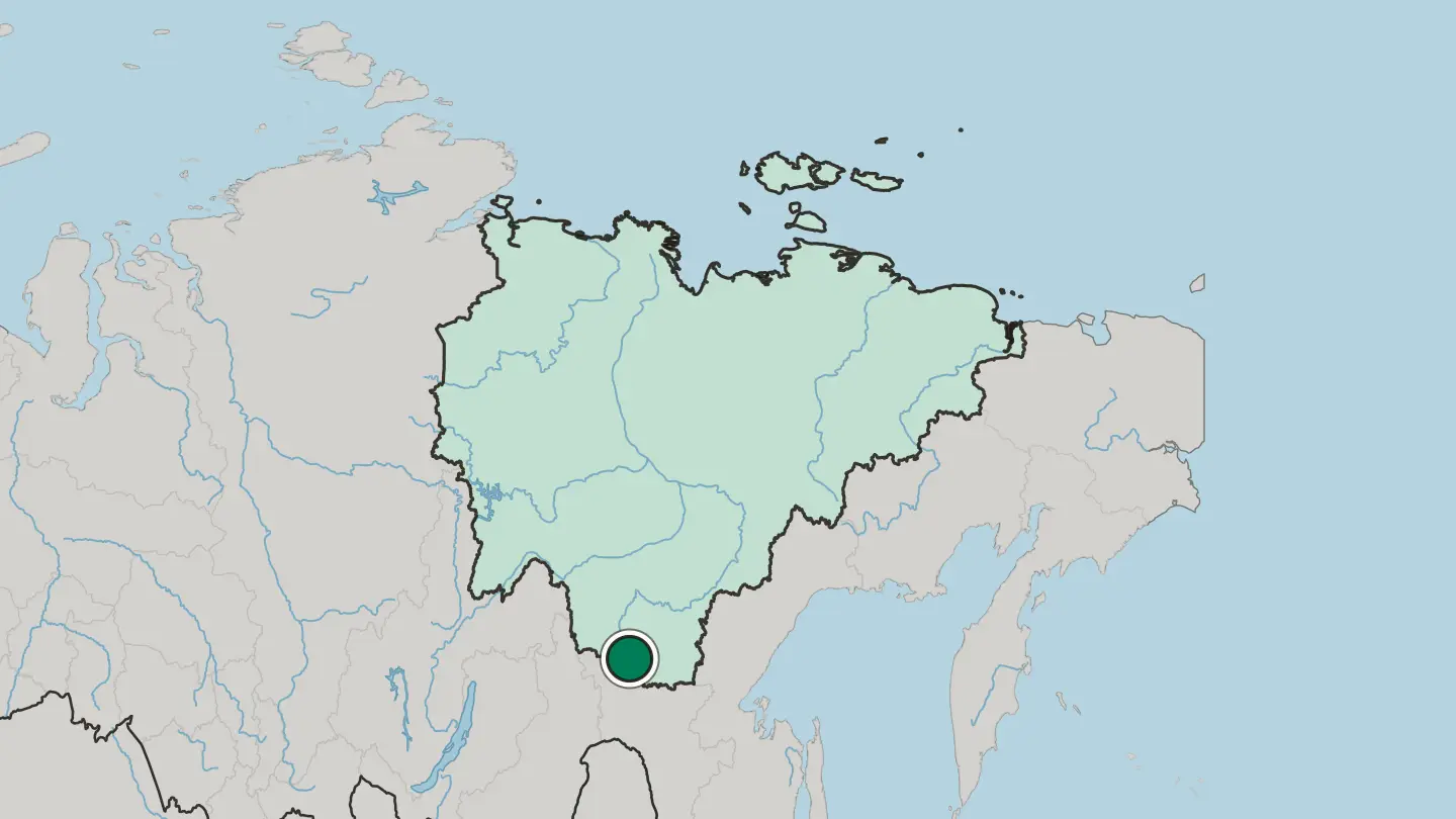 Map of Neryungri in Russia