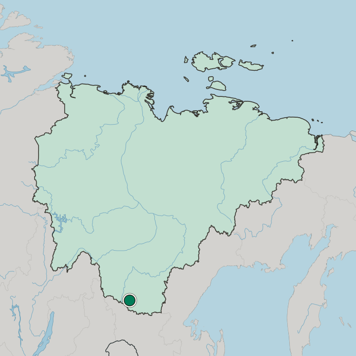 Map showing Neryungri — In Republic of Sakha (Yakutia)