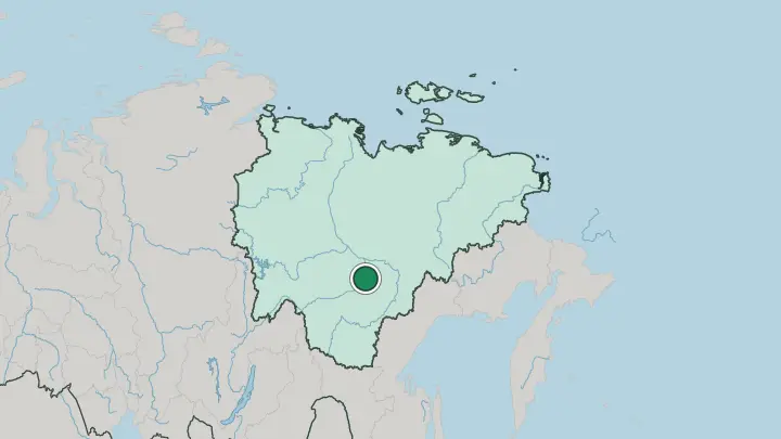 Map of Yakutsk in Russia