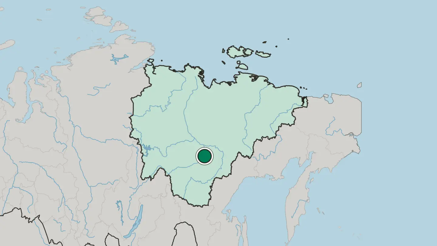 Map of Yakutsk in Russia