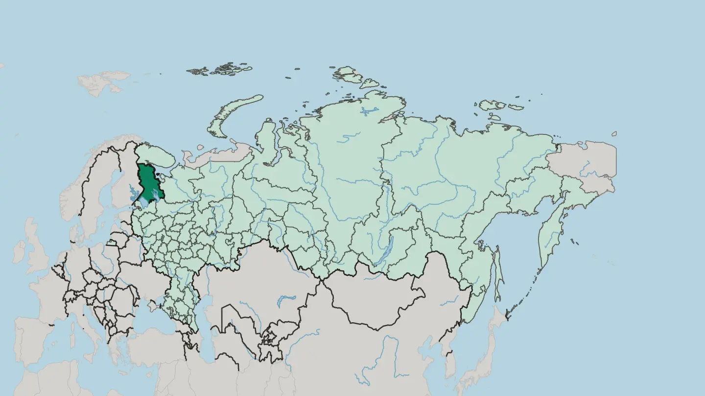 Map of Respublika Kareliya in Russia