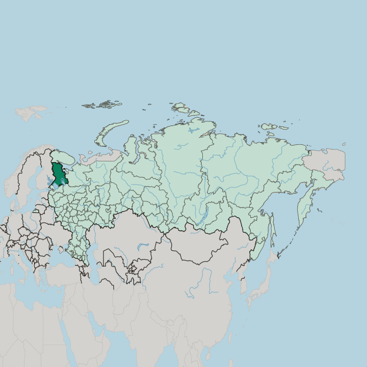Map showing Respublika Kareliya — In Russia