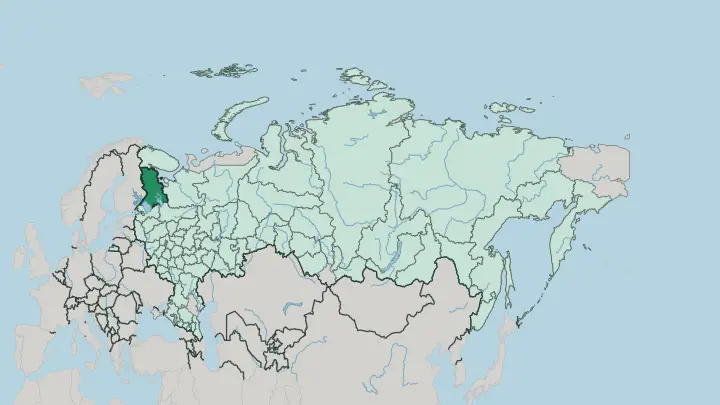 Map of Respublika Kareliya in Russia