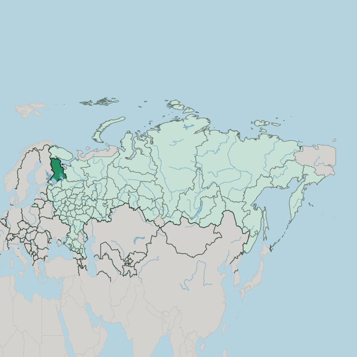 Map showing Respublika Kareliya — In Russia