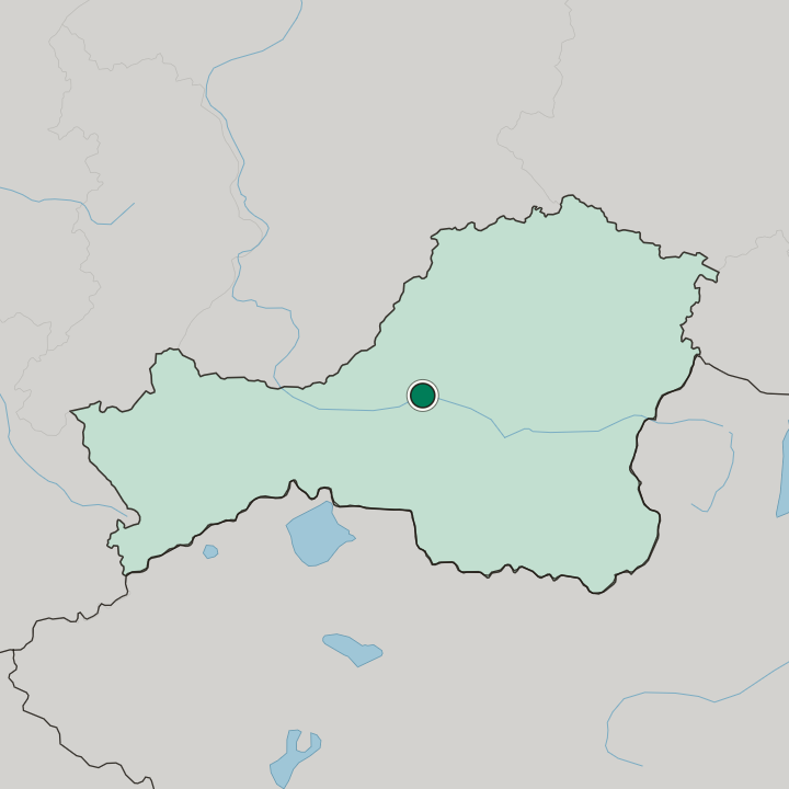 Map showing Kyzyl — In Respublika Tyva