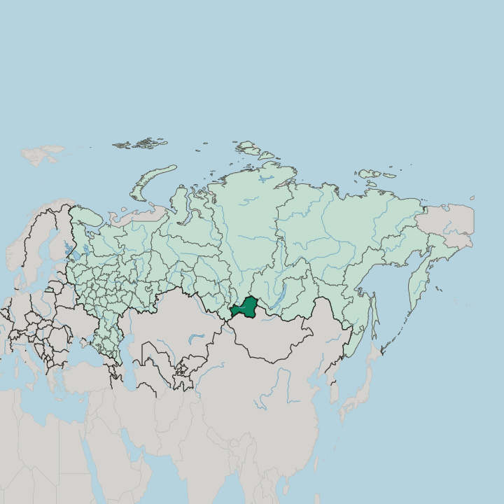 Map showing Respublika Tyva — In Russia